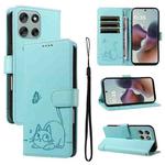 For Motorola Moto G56 5G Adorable Cat Embossed Pattern Flip Leather Phone Case(Green)