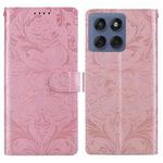 For Motorola Edge 60 / 60 Fusion Embossed Floral Pattern Leather Phone Case(Pink)