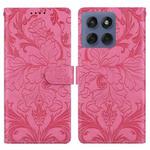 For Motorola Edge 60 Pro Embossed Floral Pattern Leather Phone Case(Rose Red)