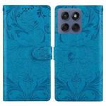 For Motorola Edge 60 Pro Embossed Floral Pattern Leather Phone Case(Blue)
