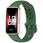 For Huawei Band 10 / 9 / 8 xDfind Hole Style Breathable Silicone Watch Band(Dark Green)