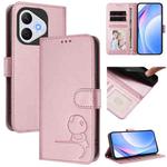 For Honor 400 Lite Global Litter Panda Embossing RFID Leather Phone Case with Lanyard(Pink)