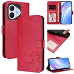 For Honor 400 Lite Global Litter Panda Embossing RFID Leather Phone Case with Lanyard(Rose Red)