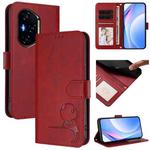 For Honor 400 Global 156.5mm Litter Panda Embossing RFID Leather Phone Case with Lanyard(Wine Red)