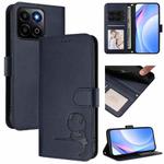 For Honor 200 Smart 5G / X7c 4G Litter Panda Embossing RFID Leather Phone Case with Lanyard(Blue)