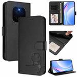 For Honor GT Pro Litter Panda Embossing RFID Leather Phone Case with Lanyard(Black)