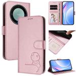 For Honor X9a / Magic5 Lite / X40 Litter Panda Embossing RFID Leather Phone Case with Lanyard(Pink)