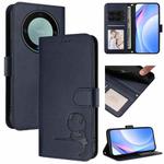 For Honor X9a / Magic5 Lite / X40 Litter Panda Embossing RFID Leather Phone Case with Lanyard(Blue)