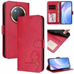 For Honor X9c / Magic7 Lite 5G Litter Panda Embossing RFID Leather Phone Case with Lanyard(Rose Red)
