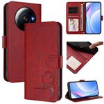 For Xiaomi 12S Ultra Litter Panda Embossing RFID Leather Phone Case with Lanyard(Wine Red)