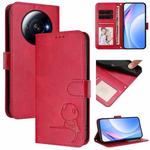 For Xiaomi 12S Ultra Litter Panda Embossing RFID Leather Phone Case with Lanyard(Rose Red)