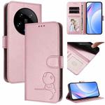 For Xiaomi 14 Ultra Litter Panda Embossing RFID Leather Phone Case with Lanyard(Pink)