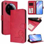 For Xiaomi 15 Ultra Litter Panda Embossing RFID Leather Phone Case with Lanyard(Rose Red)