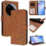 For Xiaomi 15 Ultra Litter Panda Embossing RFID Leather Phone Case with Lanyard(Brown)