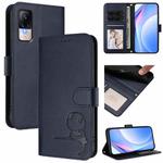 For Xiaomi Civi 1S Litter Panda Embossing RFID Leather Phone Case with Lanyard(Blue)