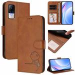 For Xiaomi Civi 1S Litter Panda Embossing RFID Leather Phone Case with Lanyard(Brown)