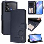 For Xiaomi Poco X6 Neo Litter Panda Embossing RFID Leather Phone Case with Lanyard(Blue)