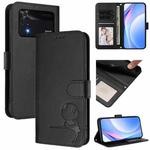 For Xiaomi Poco M4 Pro 4G Litter Panda Embossing RFID Leather Phone Case with Lanyard(Black)