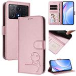 For Xiaomi Poco X6 Pro Litter Panda Embossing RFID Leather Phone Case with Lanyard(Pink)