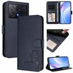 For Xiaomi Poco X6 Pro Litter Panda Embossing RFID Leather Phone Case with Lanyard(Blue)