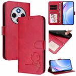 For Redmi 14C 4G / 14R 5G / A4 5G Litter Panda Embossing RFID Leather Phone Case with Lanyard(Rose Red)