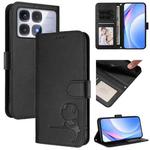 For Redmi K70 Ultra Litter Panda Embossing RFID Leather Phone Case with Lanyard(Black)