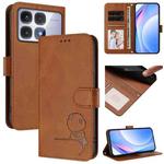 For Redmi K70 Ultra Litter Panda Embossing RFID Leather Phone Case with Lanyard(Brown)