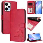 For Redmi Note 12 Turbo / Xiaomi Poco F5 Litter Panda Embossing RFID Leather Phone Case with Lanyard(Rose Red)
