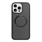 For iPhone 16 Pro Max Litchi Texture PU MagSafe Back Cover Phone Case(Grey)