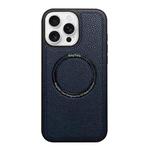 For iPhone 16 Pro Max Litchi Texture PU MagSafe Back Cover Phone Case(Blue)