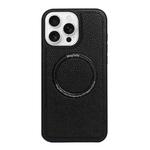 For iPhone 16 Pro Max Litchi Texture PU MagSafe Back Cover Phone Case(Black)