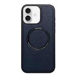 For iPhone 16 Litchi Texture PU MagSafe Back Cover Phone Case(Blue)