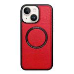 For iPhone 14 / 13 Litchi Texture PU MagSafe Back Cover Phone Case(Red)
