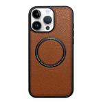 For iPhone 13 Pro Litchi Texture PU MagSafe Back Cover Phone Case(Brown)