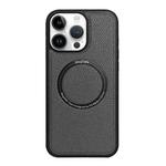 For iPhone 12 Pro Max Litchi Texture PU MagSafe Back Cover Phone Case(Grey)