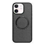 For iPhone 11 Litchi Texture PU MagSafe Back Cover Phone Case(Grey)