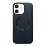 For iPhone 11 Litchi Texture PU MagSafe Back Cover Phone Case(Blue)