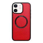 For iPhone 11 Litchi Texture PU MagSafe Back Cover Phone Case(Red)