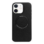 For iPhone 11 Litchi Texture PU MagSafe Back Cover Phone Case(Black)