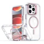 For iPhone 16 Pro Bright Color Clear MagSafe Lens Frame Holder Phone Case(Pink)
