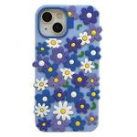 For iPhone 13 Pro Max Small Flowers Silicone Phone Case(Blue)