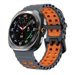 For Samsung Galaxy Watch8 / 8 Classic xDfind Black Buckle Ocean Two Color Dual-row Hole Silicone Watch Band(Space Grey Orange)