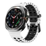 For Samsung Galaxy Watch8 / 8 Classic xDfind Black Buckle Ocean Two Color Dual-row Hole Silicone Watch Band(White Black)