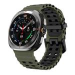 For Samsung Galaxy Watch8 / 8 Classic xDfind Black Buckle Ocean Two Color Dual-row Hole Silicone Watch Band(Army Green Black)