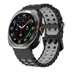 For Samsung Galaxy Watch8 / 8 Classic xDfind Black Buckle Ocean Two Color Dual-row Hole Silicone Watch Band(Black Grey)