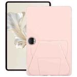For Honor Pad 9 12.1 2023 Folding Magnetic Holder Acrylic Leather Back Tablet Case(Pink)