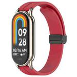 For Xiaomi Smart Band 10 / 9 / 8 / NFC xDfind Folding Buckle Silicone Watch Band(Wine Red)