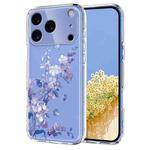 For iPhone 17 Pro Max Flower Pattern Painted TPU Phone Case(Violet)
