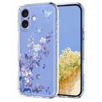 For iPhone 17 Flower Pattern Painted TPU Phone Case(Violet)