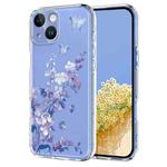 For iPhone 15 Plus Flower Pattern Painted TPU Phone Case(Violet)